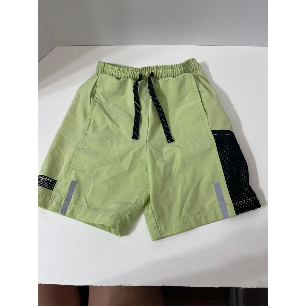 Athletic Works Boys 4T Green Athletic Shorts Drawstring Mesh Pocket